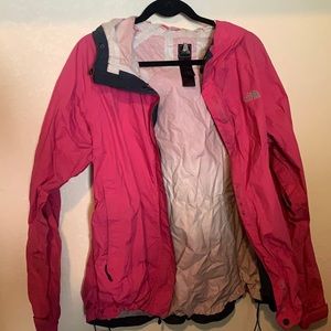 Pink north face rain jacket